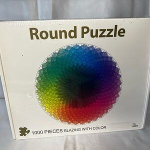 Round Puzzle 1000 Pieces Blazing With Color Optical Art  NEW SEALED
